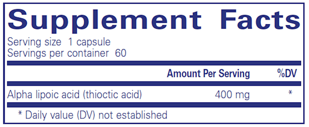 Alpha Lipoic Acid 400mg (Pure Encapsulations) Supplement Facts