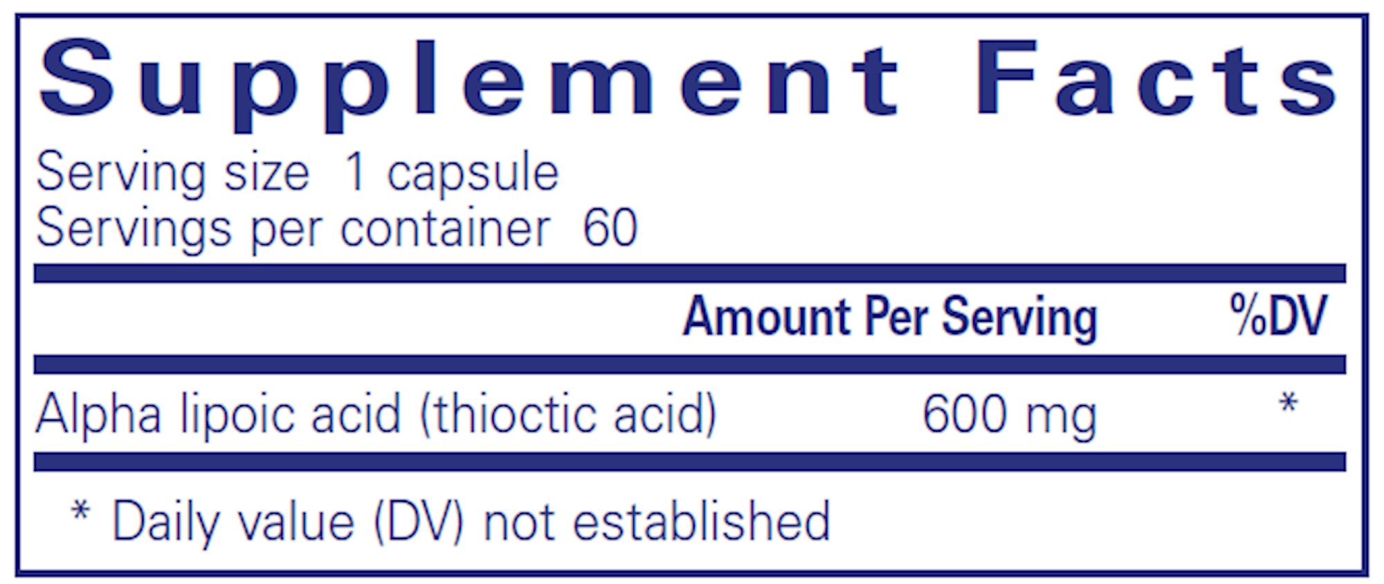 Alpha Lipoic Acid 600mg (Pure Encapsulations) Supplement Facts