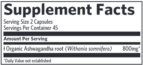 Ashwagandha (Organic India) Supplement Facts