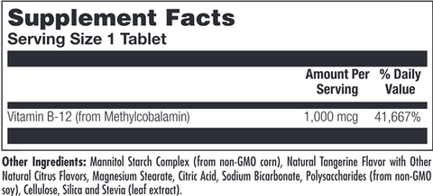 B-12 Methylcobalamin 1000 mcg Tangerine (KAL)