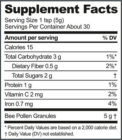 B. Fueled Bee Pollen (Beekeeper's Naturals) Supplement Facts