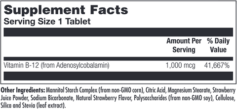 B12 Adenosylcobalamin 1000 mcg Strawberry (KAL)