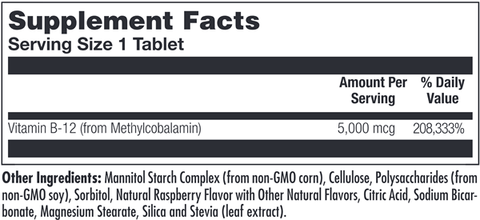 B12 Methylcobalamin 5000 mcg Raspberry (KAL)