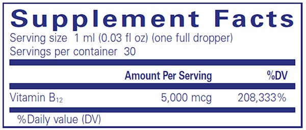 B12 5000 - LIQUID (Pure Encapsulations) Supplement Facts