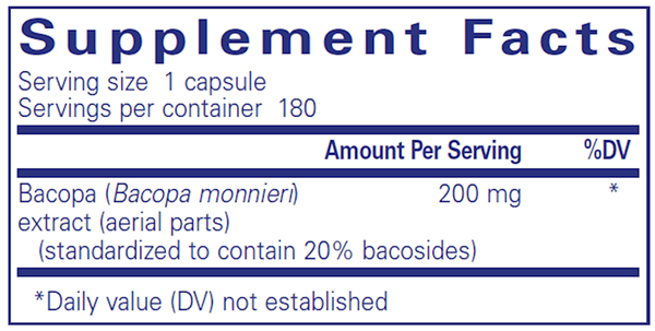 Bacopa Monnieri (Pure Encapsulations) Supplement Facts