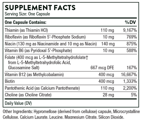 Basic B Complex (Thorne) Supplement Facts