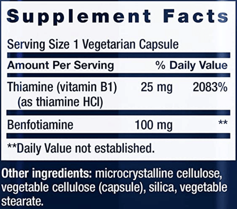 Benfotiamine with Thiamine (Life Extension) Supplement Facts