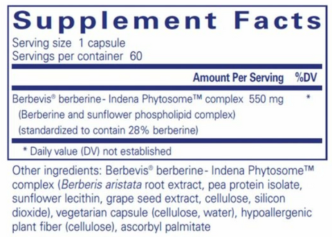 Berberine UltraSorb (Pure Encapsulations) supplement fact