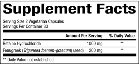 Betaine HCL with Fenugreek (Bioclinic Naturals)