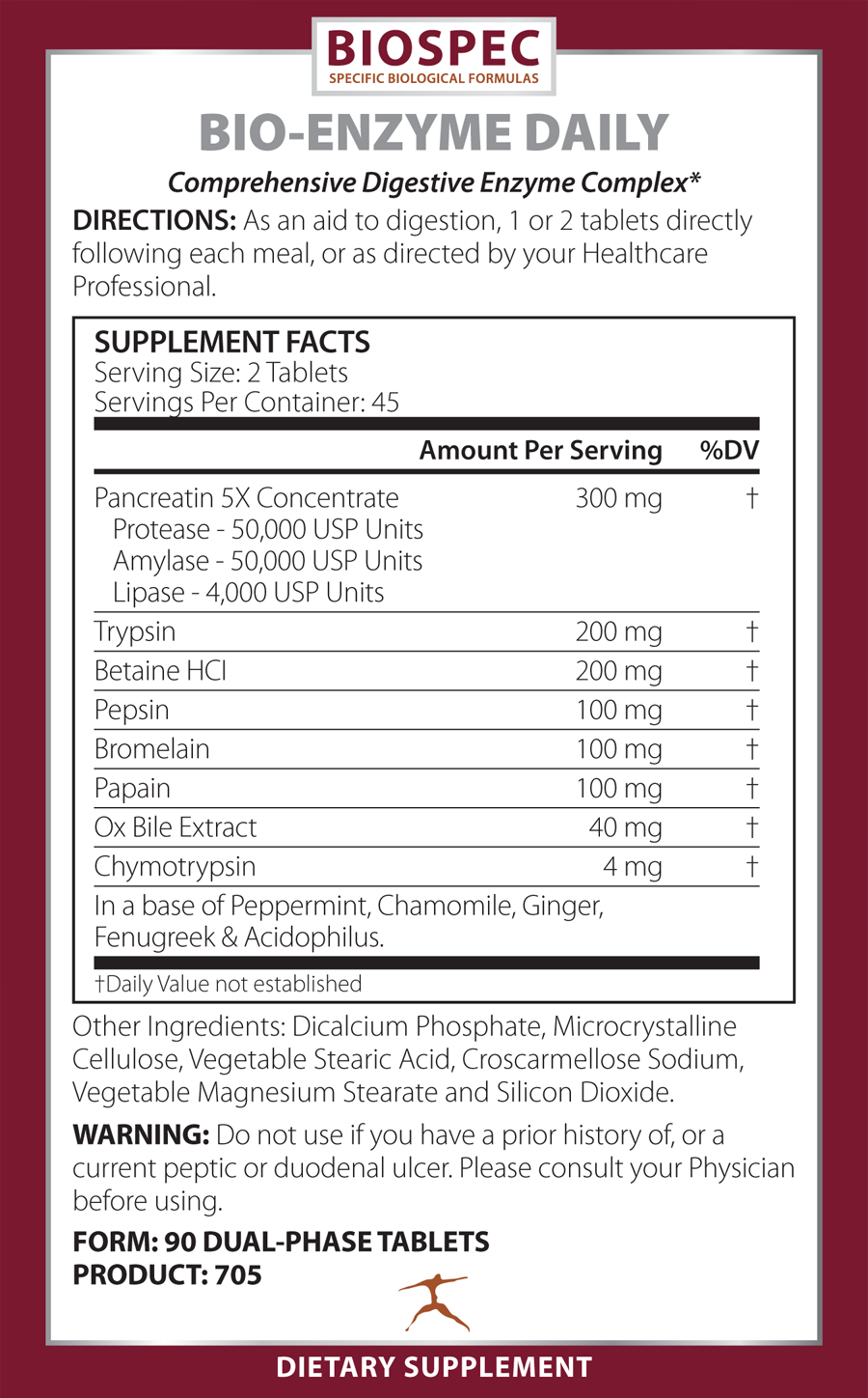 Bio-Enzyme Daily (Biospec Nutritionals) Supplement Facts