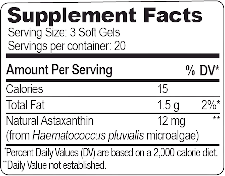 BioAstin Astaxanthin (Nutrex Hawaii) Supplement Facts