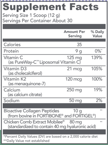 Bioactive Collagen Complex: Bone & Joint Support (Vital Proteins) Supplement Facts