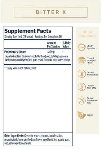 Bitter X Quicksilver supplement facts