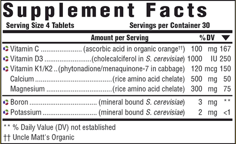 Bone Health (MegaFood) Supplement Facts