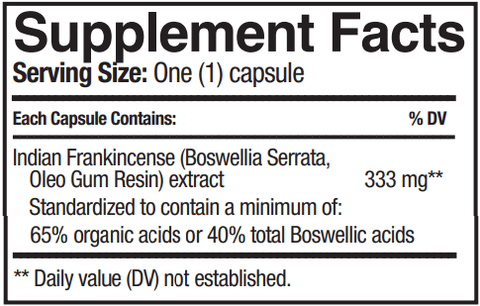 Boswellia Serrata Extract (Progena) Supplement Facts