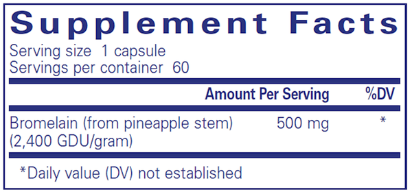 Bromelain 2400 500 mg (Pure Encapsulations) Supplement Facts