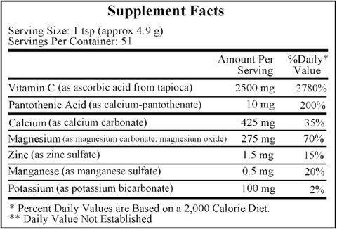 Buffered Vitamin C Crystals (Ecological Formulas) Supplement Facts