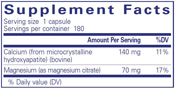 Calcium (MCHA) with Magnesium (Pure Encapsulations) Supplement Facts