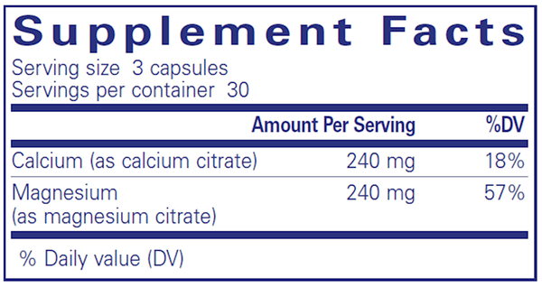 Calcium Magnesium (citrate) (Pure Encapsulations) Supplement Facts