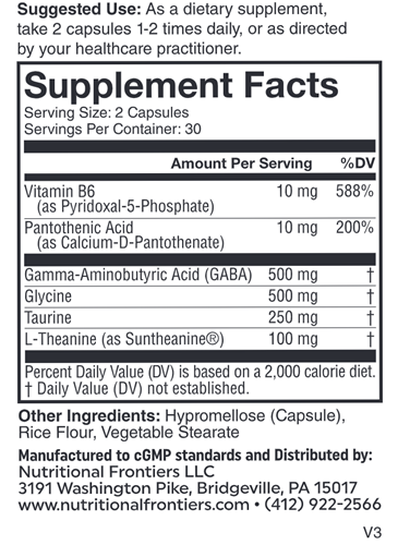 Calm Day Nutritional Frontiers supplement facts