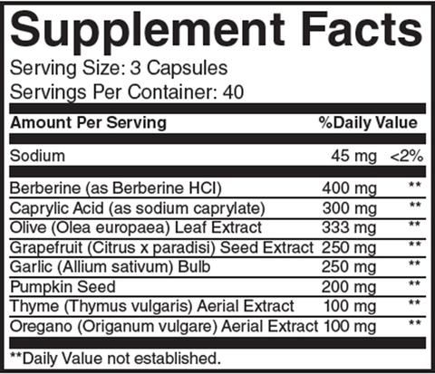 Candikill II (Nutritional Frontiers) Supplement Facts