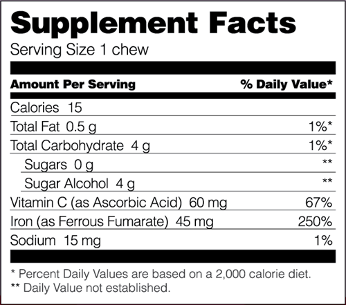 Cherry Bariatric Iron Soft Chew with Vitamin C