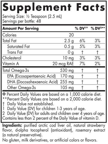 DHA Junior® Liquid 4 Fluid Ounces Strawberry (Nordic Naturals) Supplement Facts