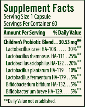 Children's Blend Probiotic (Flora) Supplement Facts