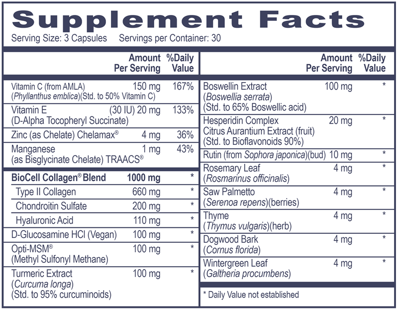 Collagen Complex (Professional Health Products®) Supplement Facts