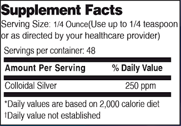 Colloidal Silver 250 ppm (Drs Advantage) Supplement Facts