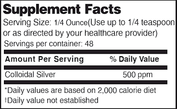 Colloidal Silver 500 ppm (Drs Advantage) Supplement Facts