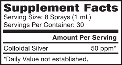 Colloidal Silver 50PPM Vert. Spray (Natural Path Silver Wings)