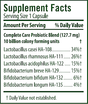 Complete Care Probiotic (Flora) Supplement Facts