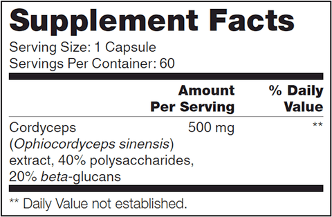 Cordyceps SAP (NFH Nutritional Fundamentals) Supplement Facts