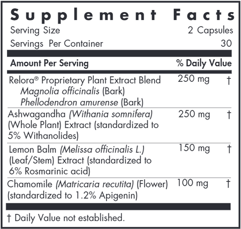 Cortisol Regulator* (Allergy Research Group) Supplement Facts