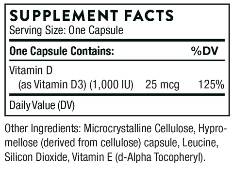 D-1,000 (Thorne) Supplement Facts
