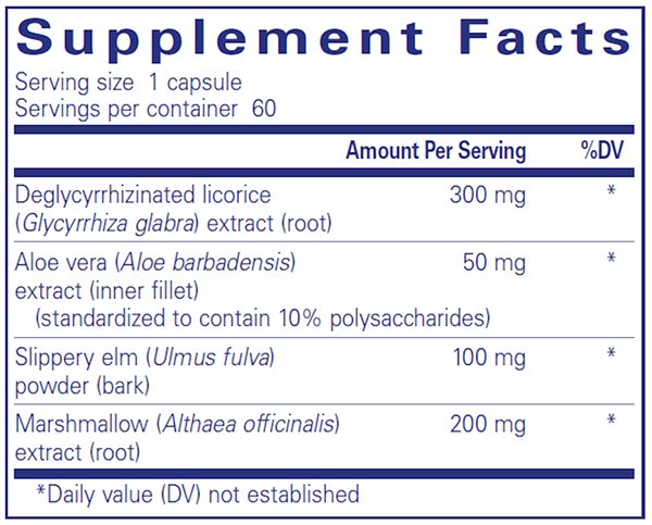 DGL Plus (Pure Encapsulations) Supplement Facts