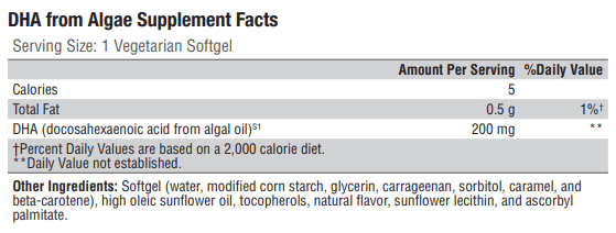 DHA from Algae (Xymogen)