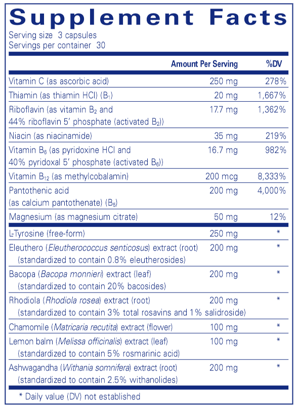 Daily Stress Formula (Pure Encapsulations) Supplement Facts