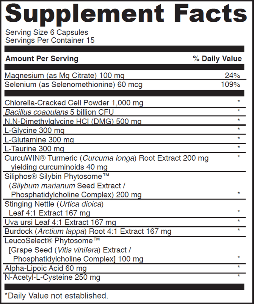 Detox Benefits (DaVinci Labs) Supplement Facts