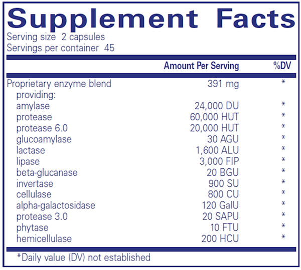 Digestive Enzymes Ultra (Pure Encapsulations) Supplement Facts