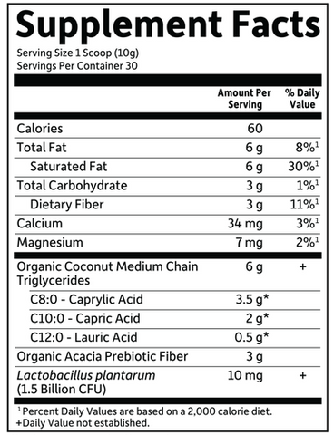 Dr. Formulated Keto Organic MCT (Garden of Life) Supplement Facts