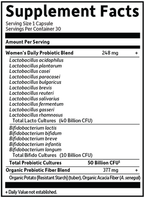 Dr. Formulated Once Daily Women's (Garden of Life) Supplement Facts