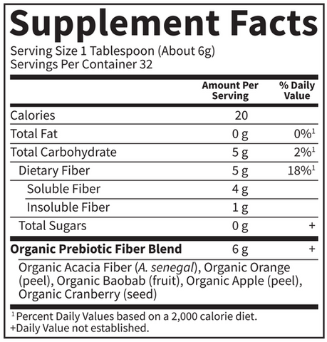 Dr. Formulated Organic Fiber Unflavored (Garden of Life) Supplement Facts