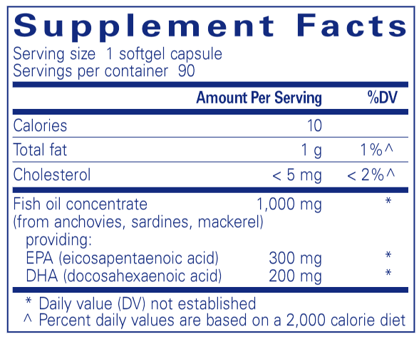 EPA/DHA Essentials (Pure Encapsulations) Supplement Facts