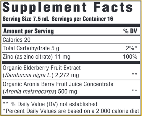 Elderberry Zinc Immune Syrup (MegaFood) Supplement Facts