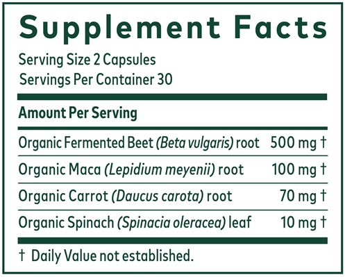 Fermented Beet & Maca (Gaia Herbs Professional Solutions) supplement facts