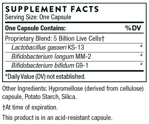 FloraMend Prime Probiotic (Thorne) Supplement Facts