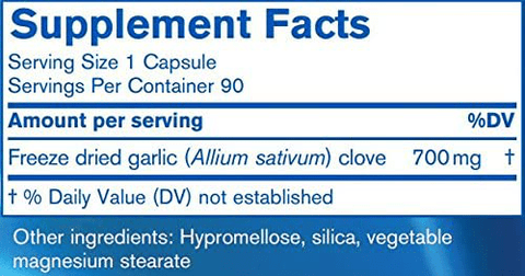 Garlic Freeze Dried (Pharmax) Supplement Facts