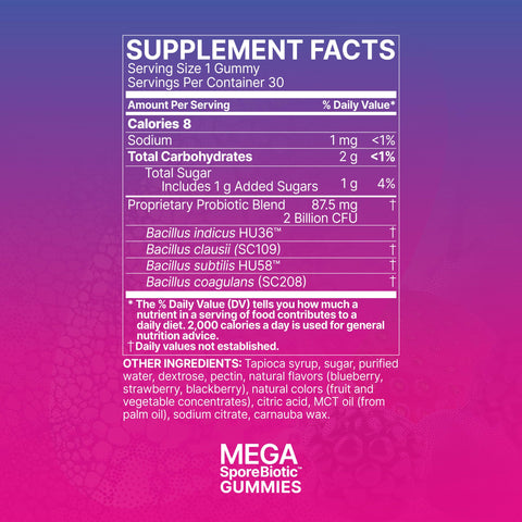 Megasporebiotic for Kids (Gummies) 30ct supplement fact